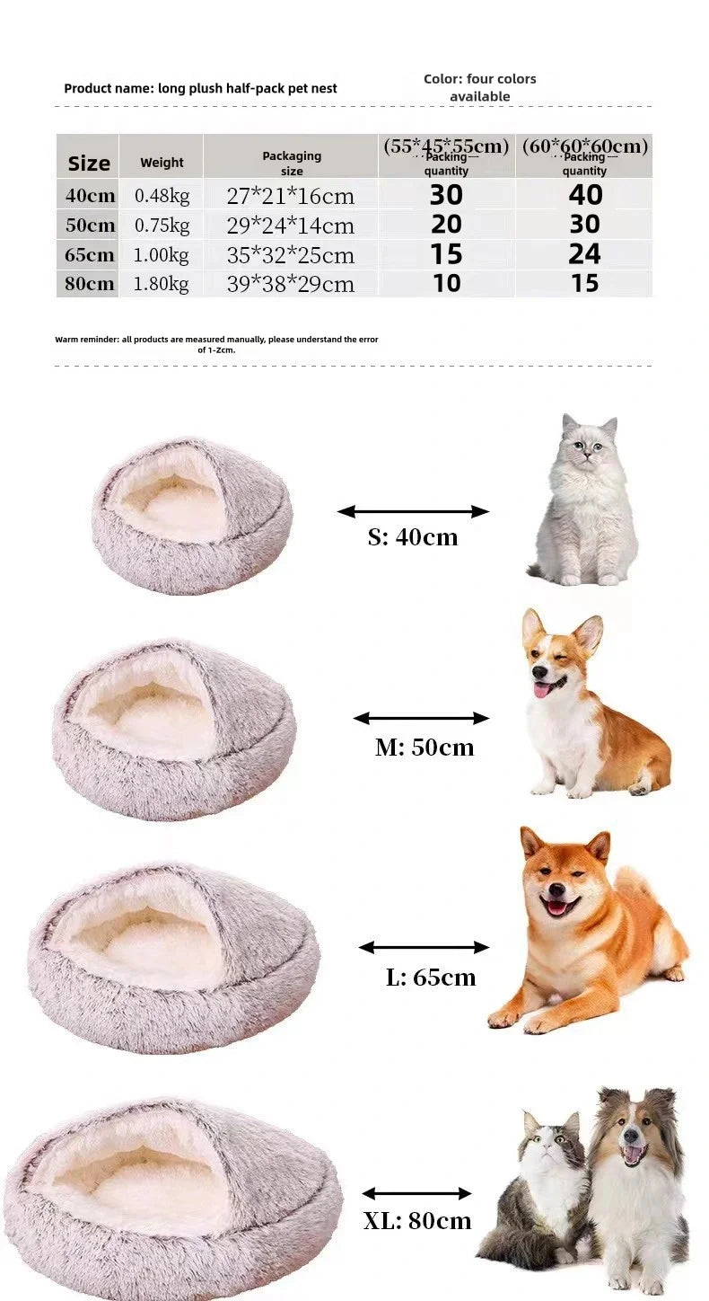 Semi-Enclosed Plush Cats Bed