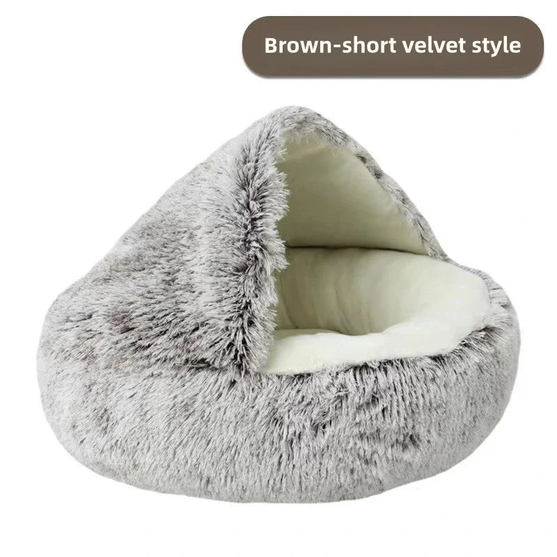 Semi-Enclosed Plush Cats Bed