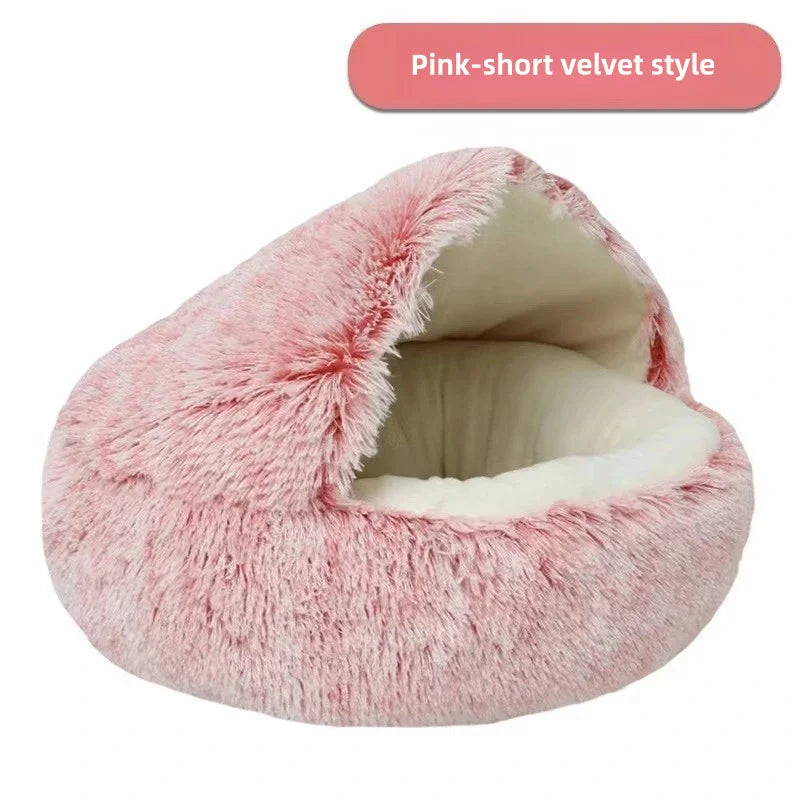 Semi-Enclosed Plush Cats Bed