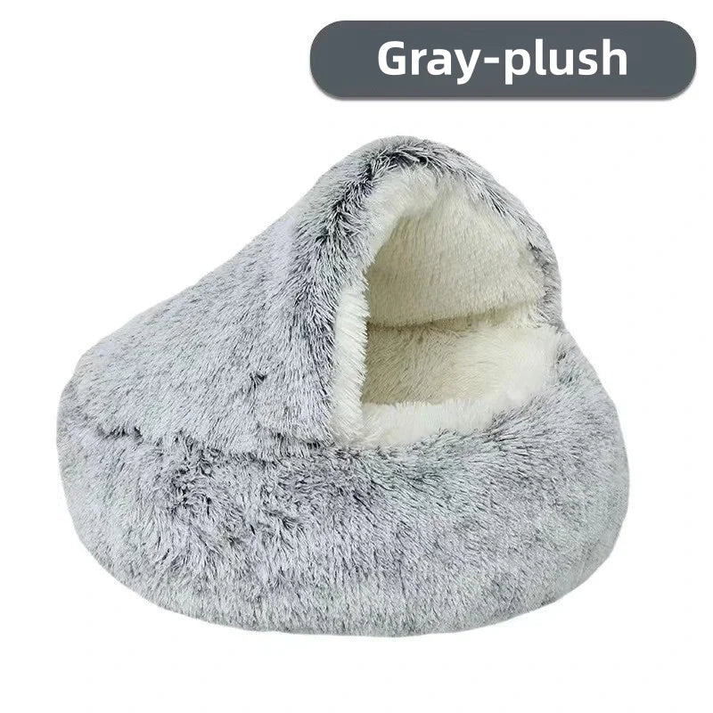 Semi-Enclosed Plush Cats Bed