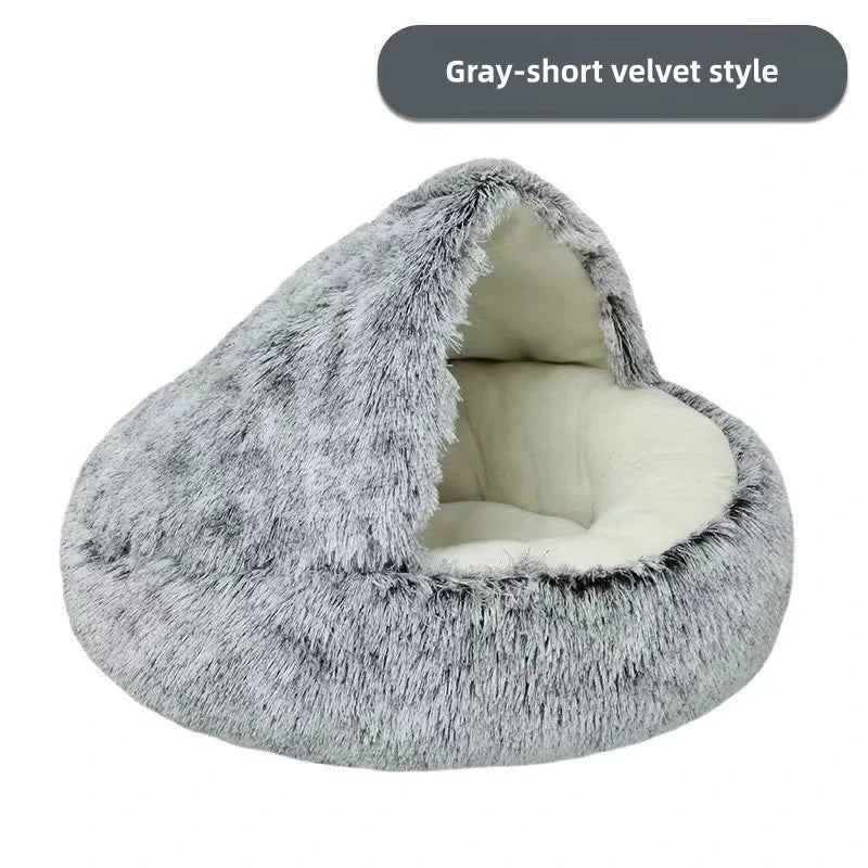 Semi-Enclosed Plush Cats Bed