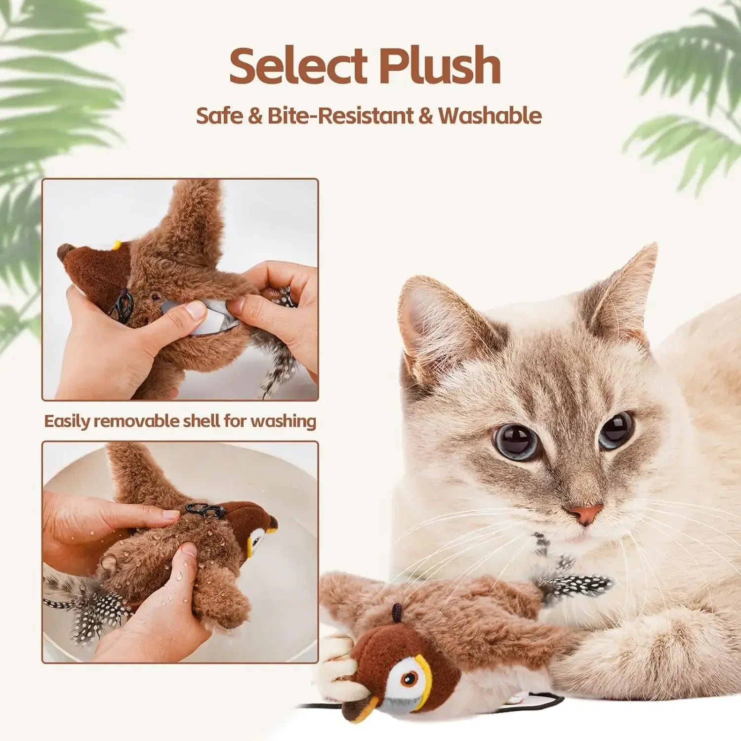Chirping Plush Bird Toy for Cats