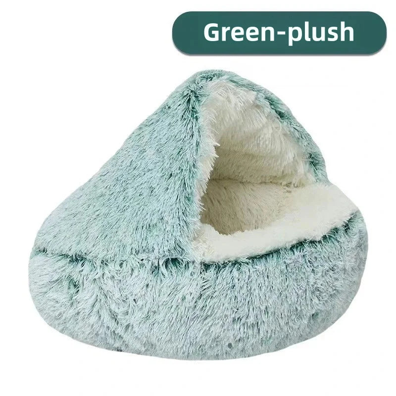 Semi-Enclosed Plush Cats Bed
