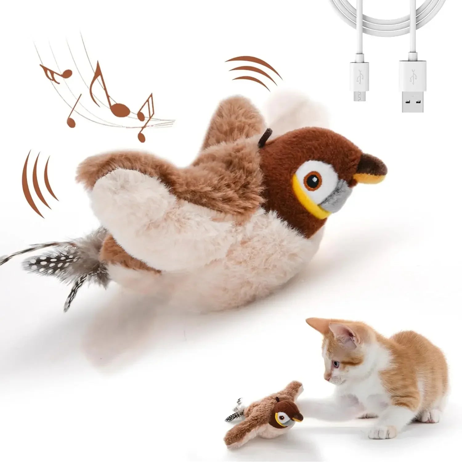 Chirping Plush Bird Toy for Cats
