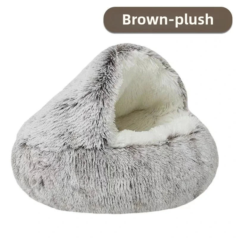 Semi-Enclosed Plush Cats Bed