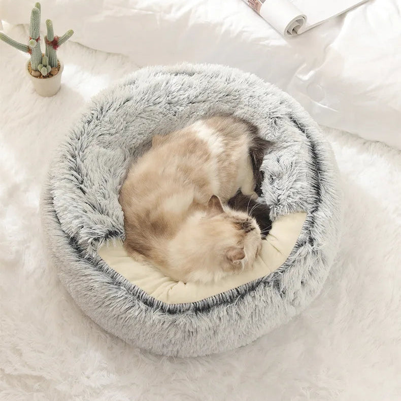 Semi-Enclosed Plush Cats Bed