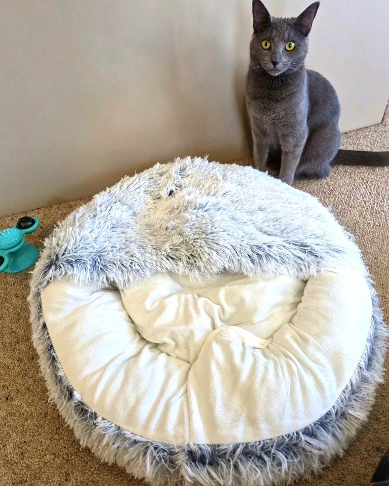 Semi-Enclosed Plush Cats Bed