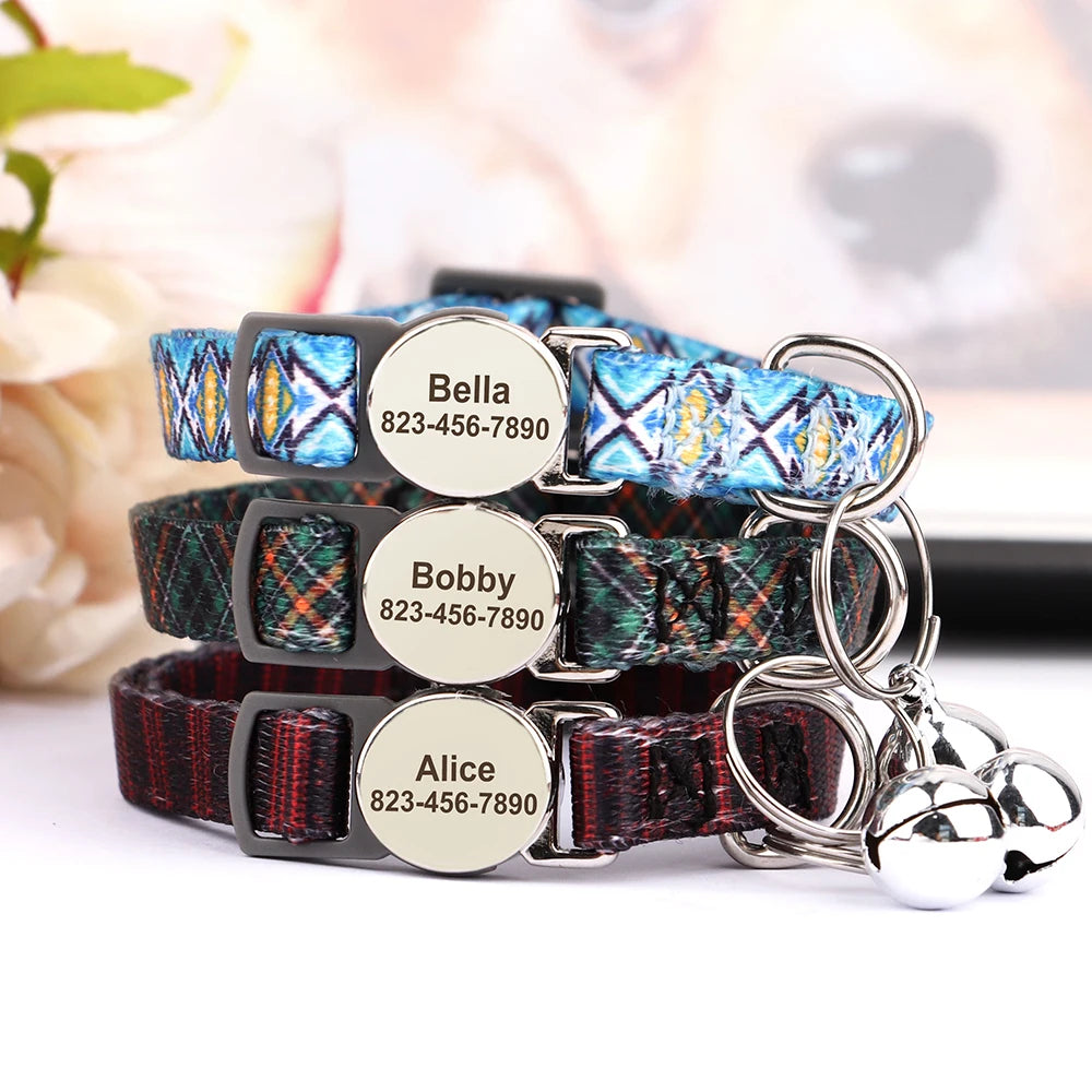 Collier pour chat réglable imprimé personnalisé 