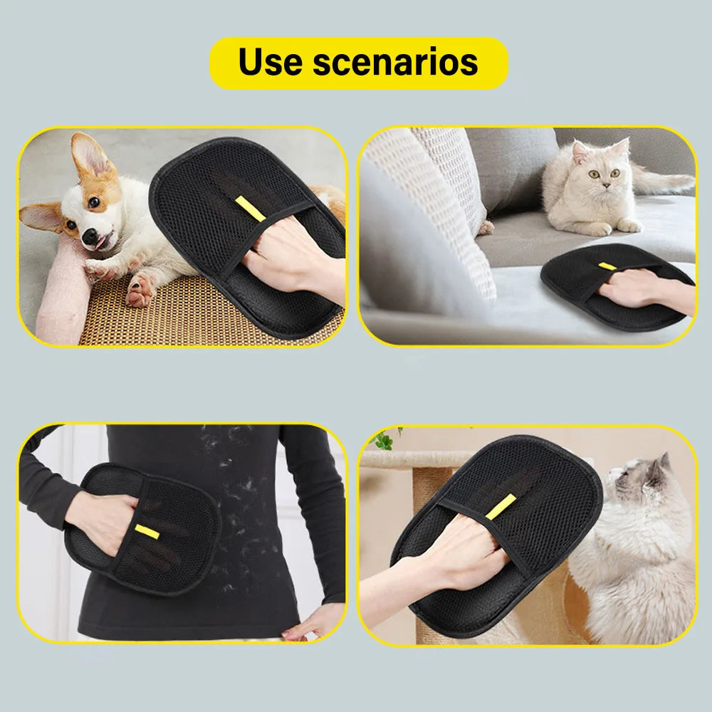 Gentle Pet Hair Remover Gloves & Scraper