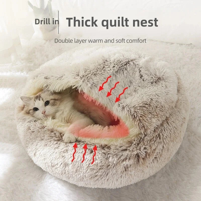 Lit moelleux semi-fermé – Chaleur et sérénité pour chats et petits animaux