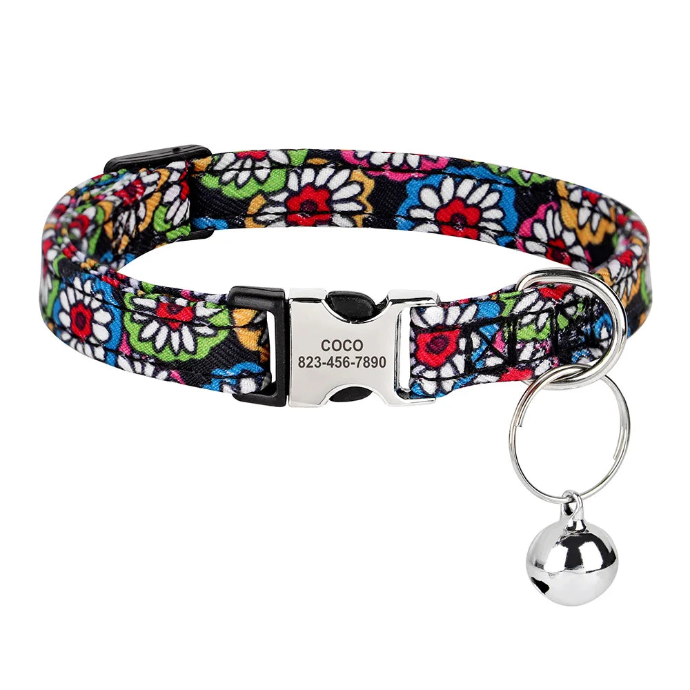 Collier pour chat réglable imprimé personnalisé 