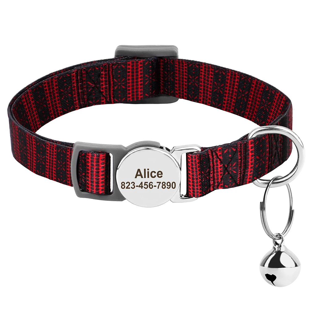 Collier pour chat réglable imprimé personnalisé 
