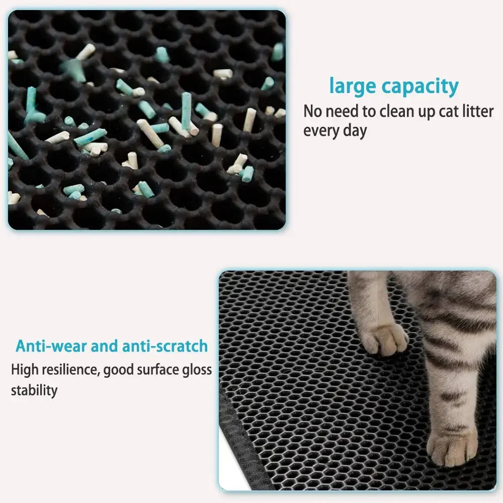 Tapis de litière pour chat double couche - Piège les dégâts. 