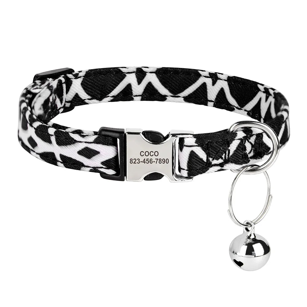 Collier pour chat réglable imprimé personnalisé 