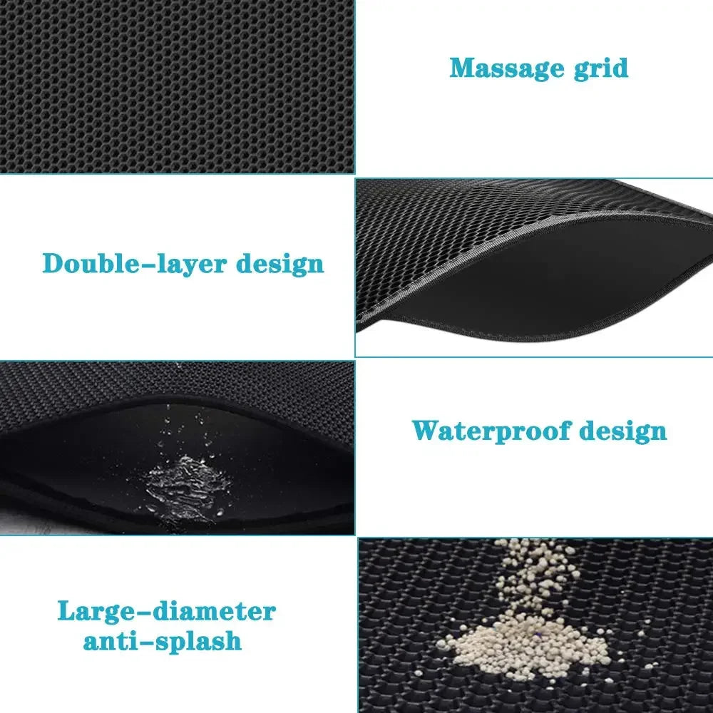 Tapis de litière pour chat double couche - Piège les dégâts. 