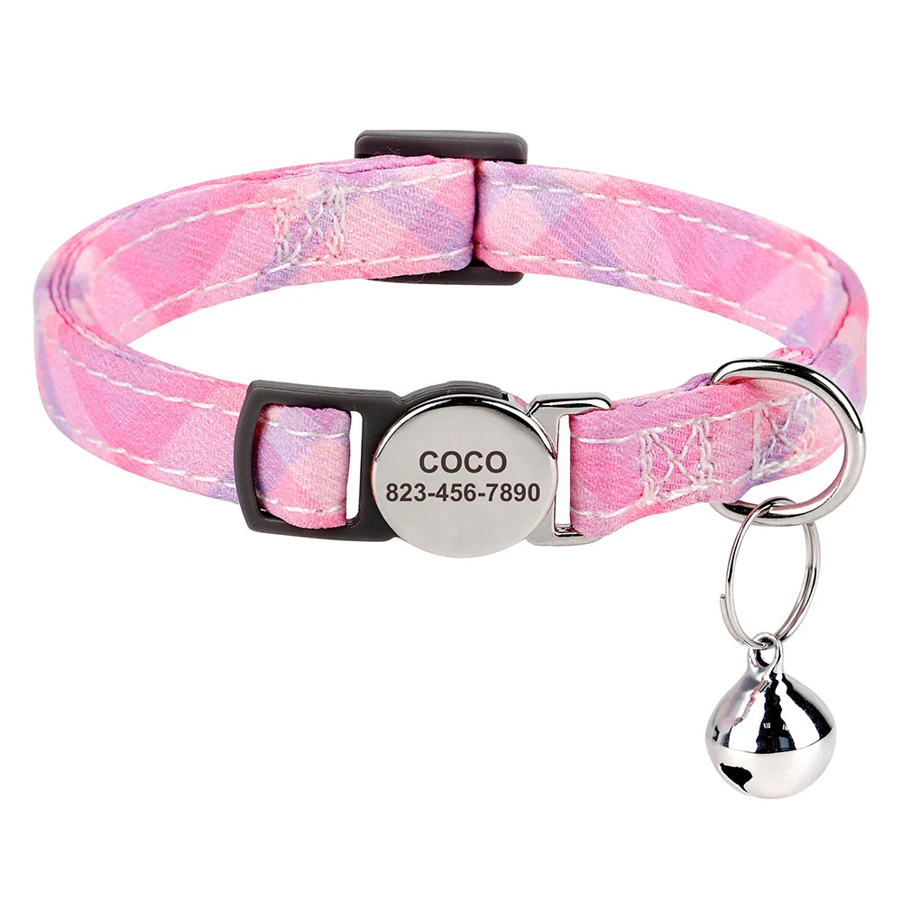 Collier pour chat réglable imprimé personnalisé 