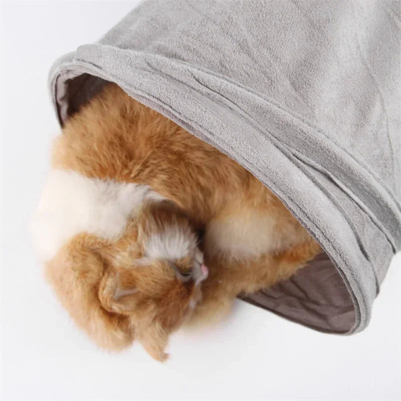 3-Way S-Shaped Grey Suede Cat Tunnel