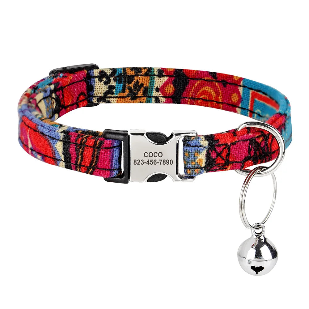 Collier pour chat réglable imprimé personnalisé 
