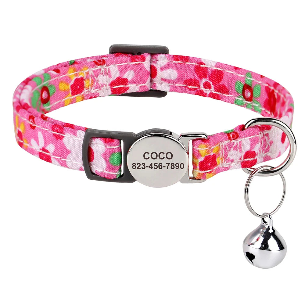 Collier pour chat réglable imprimé personnalisé 