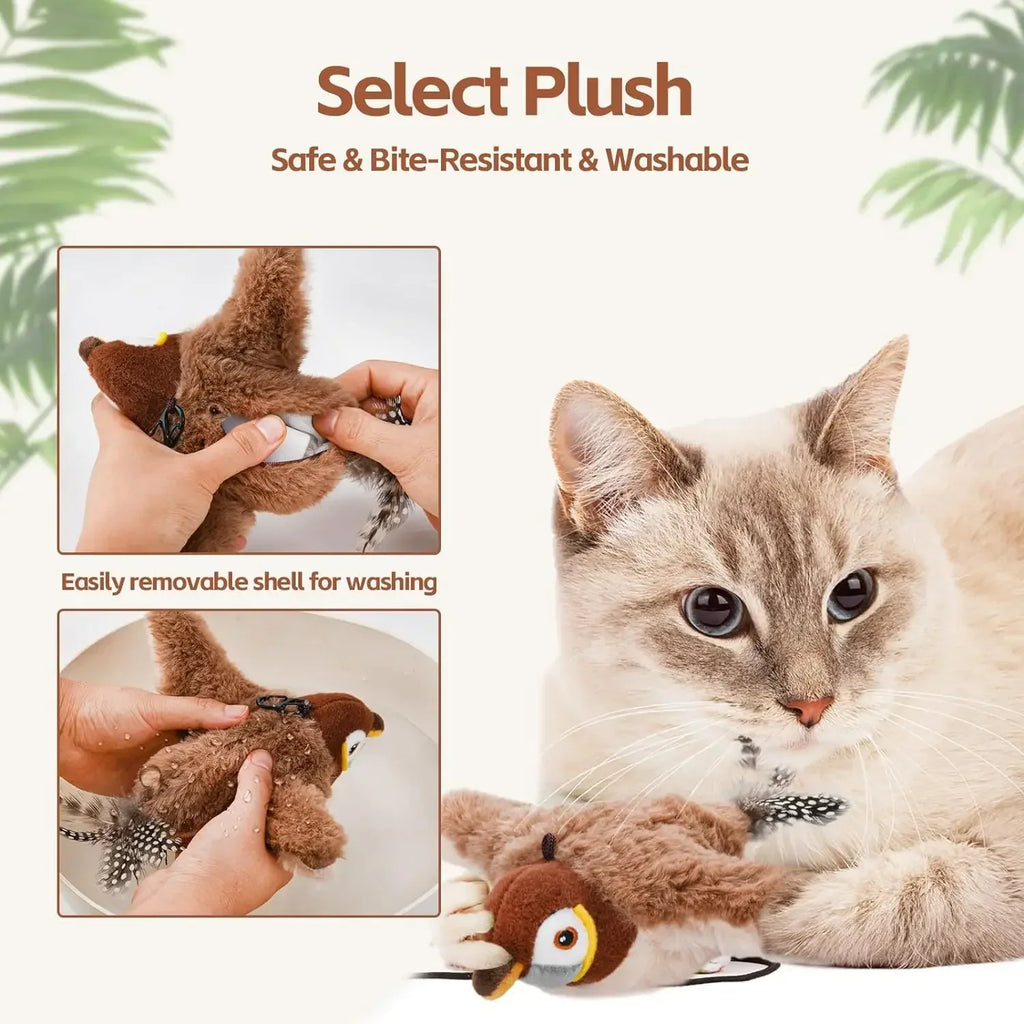 Chirping Plush Bird Toy for Cats