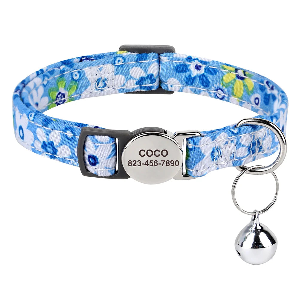 Collier pour chat réglable imprimé personnalisé 