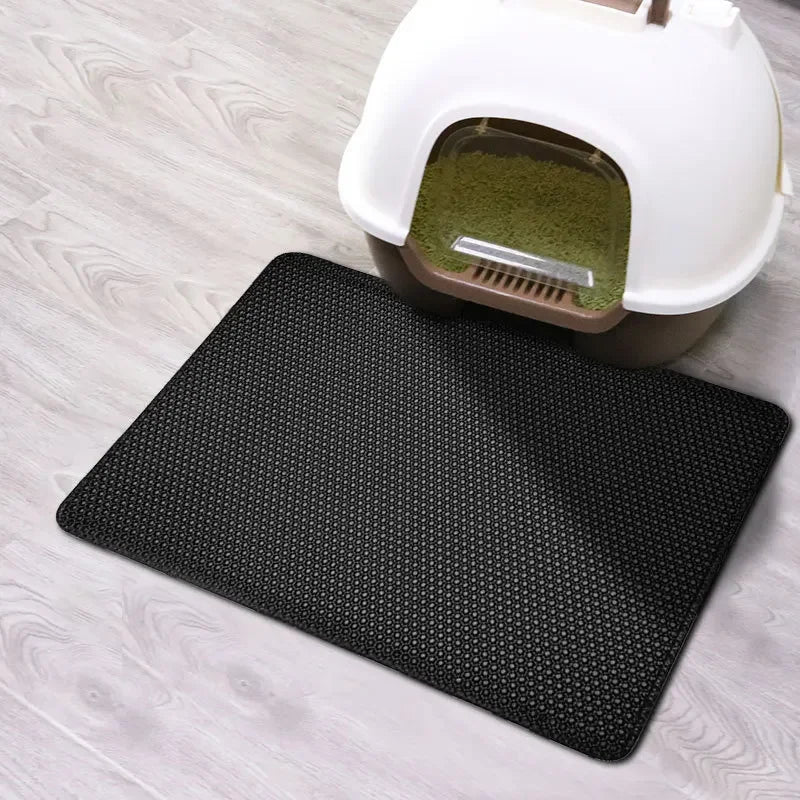 Tapis de litière pour chat double couche - Piège les dégâts. 