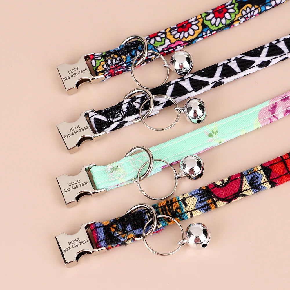 Collier pour chat réglable imprimé personnalisé 