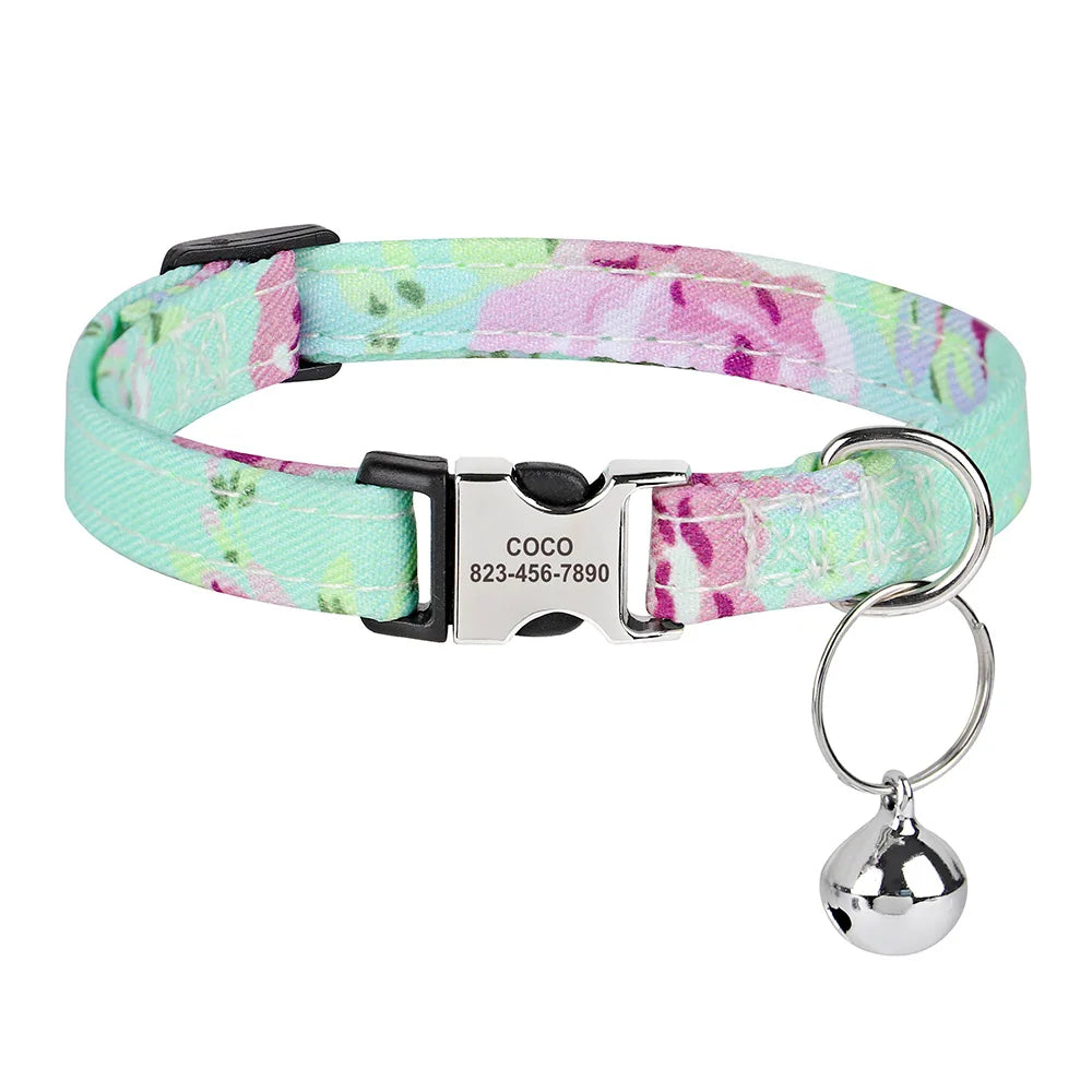 Collier pour chat réglable imprimé personnalisé 