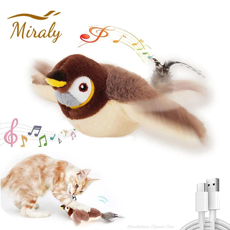 Chirping Plush Bird Toy for Cats
